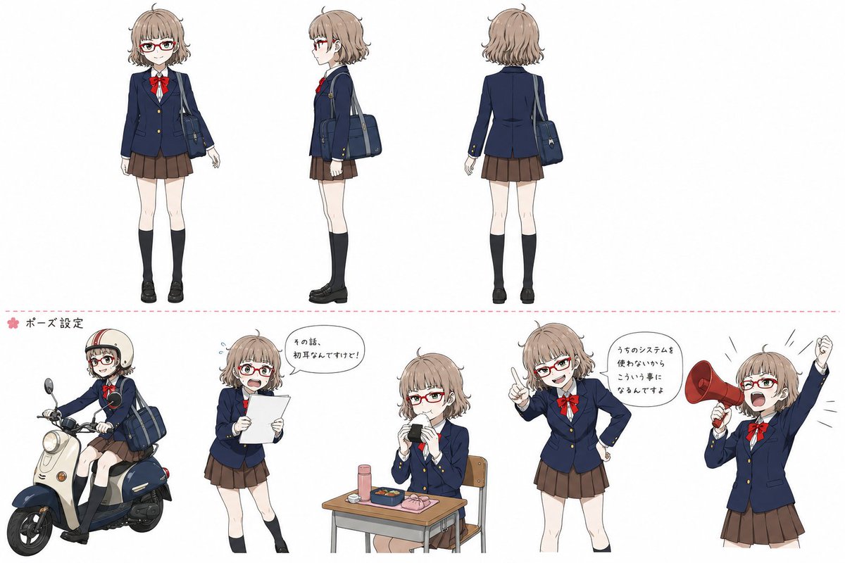Anime Schoolgirl Character Reference Sheet