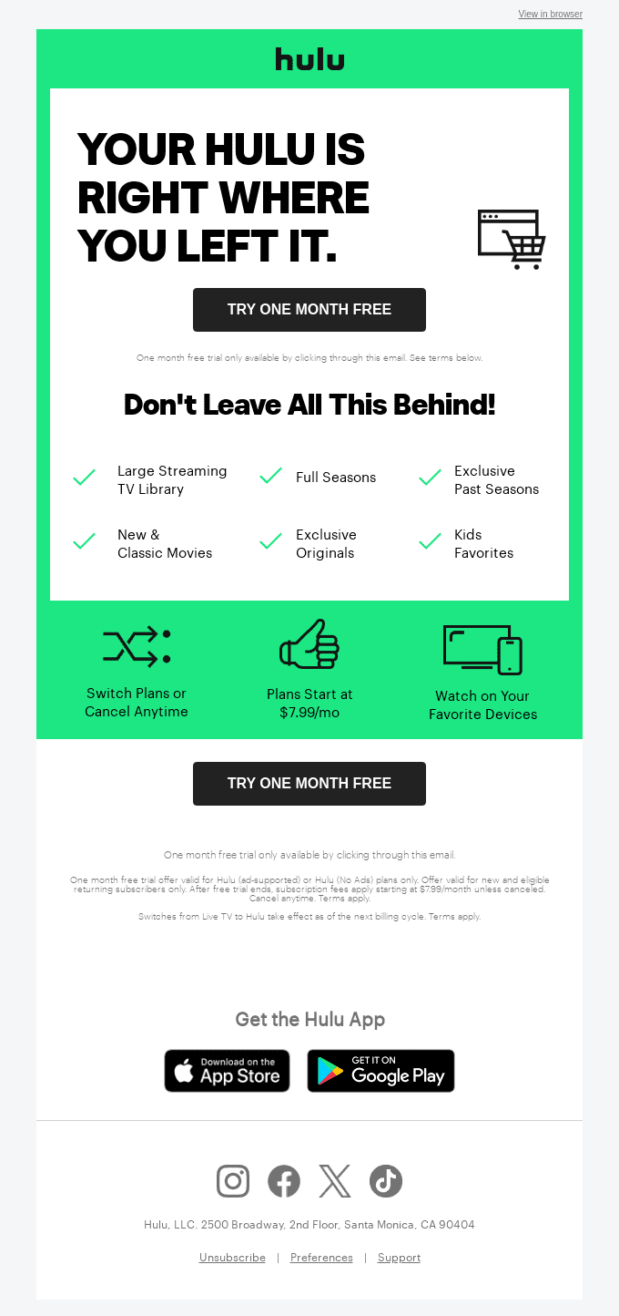 hulu email