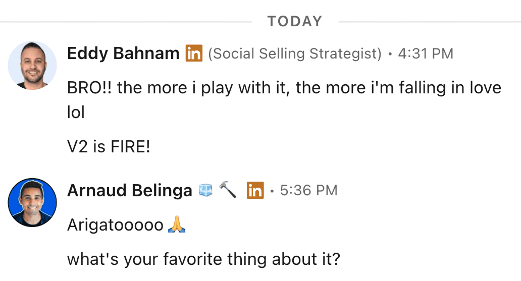 Eddy Bahnam, social selling strategist: BRO the more I play with Breakcold V2 the more I'm falling in love