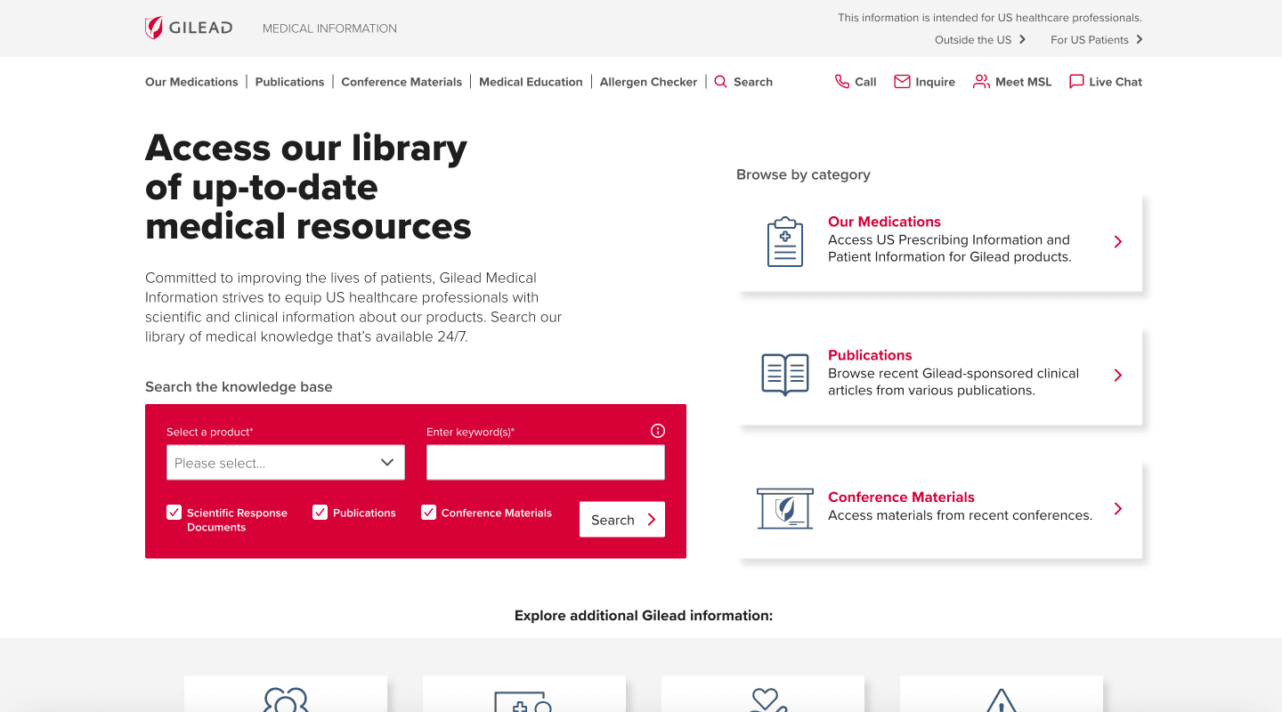 Thumbnail of the homepage of the Ask Gilead website