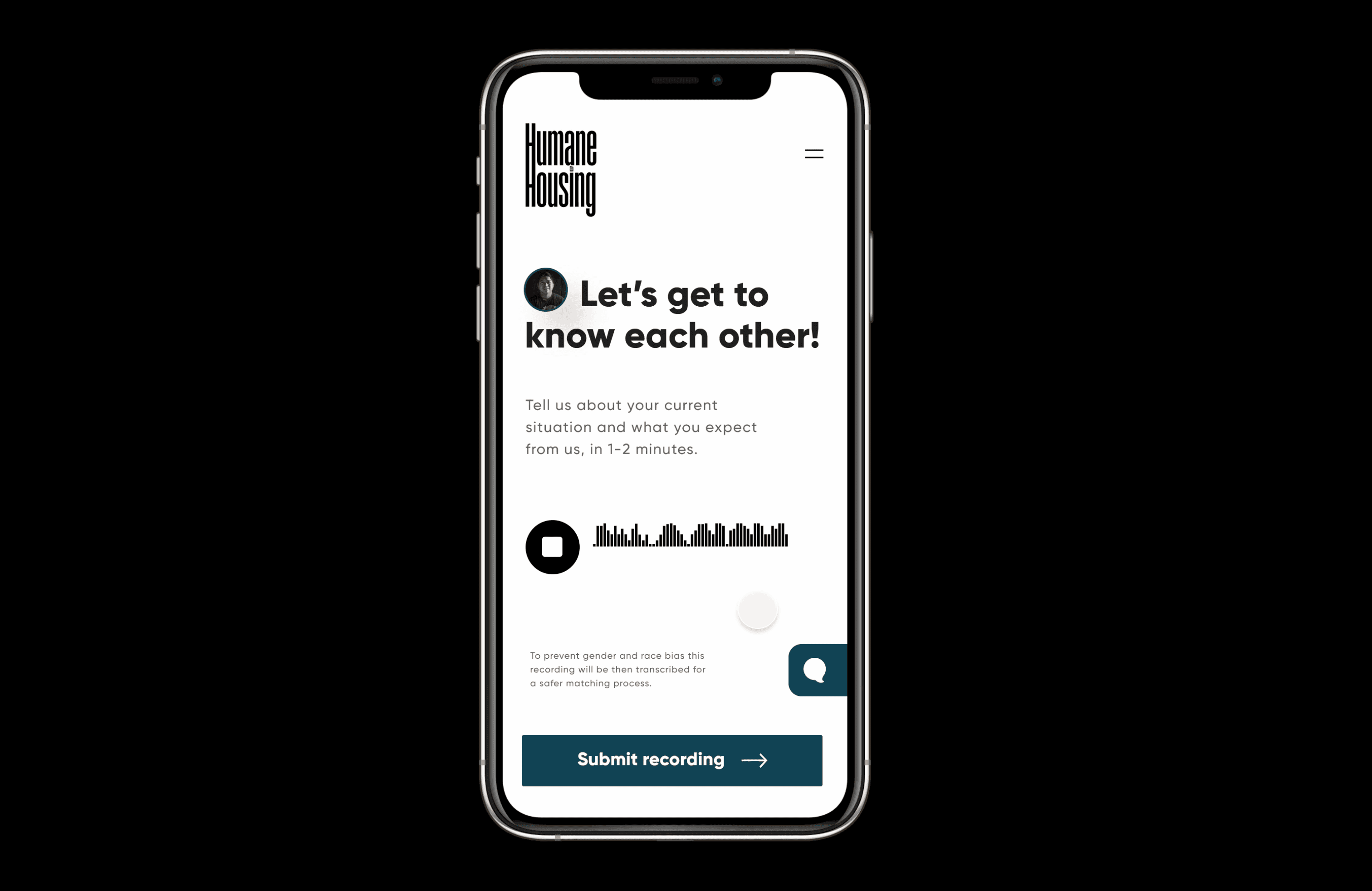 mobile interface with recording component