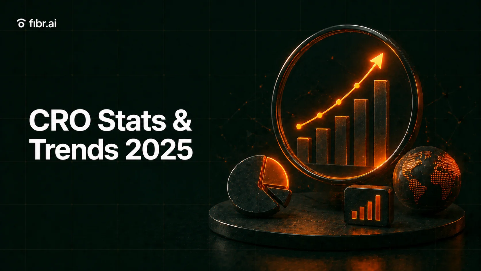 CRO statistics and trends visualization showing rising performance metrics, data charts, and global insights, highlighting growth patterns and data-driven optimization strategies for 2025