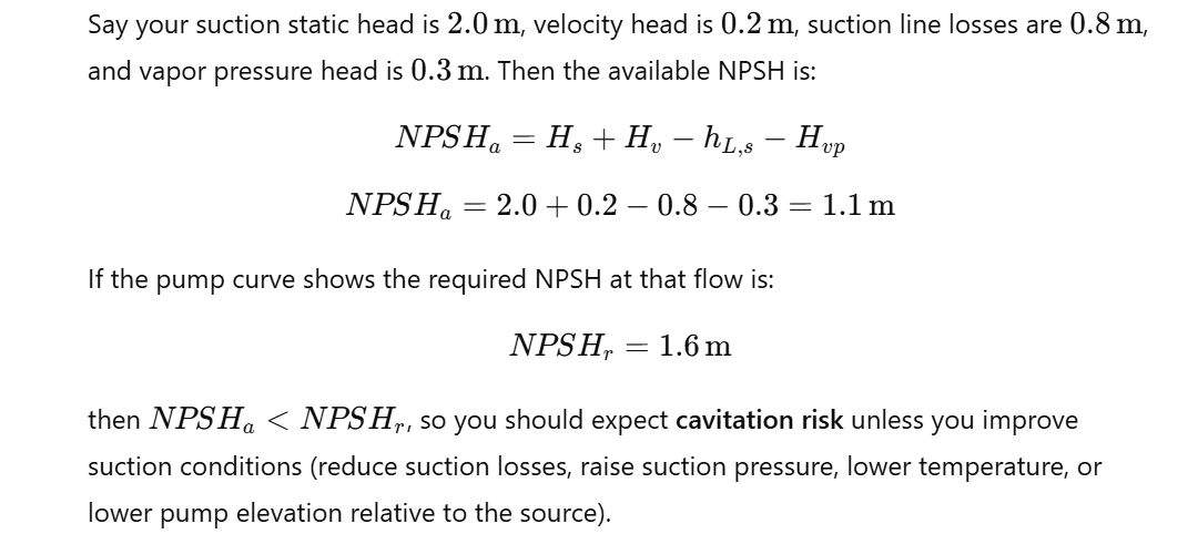 Net Positive Suction Head (NPSH) Calculation