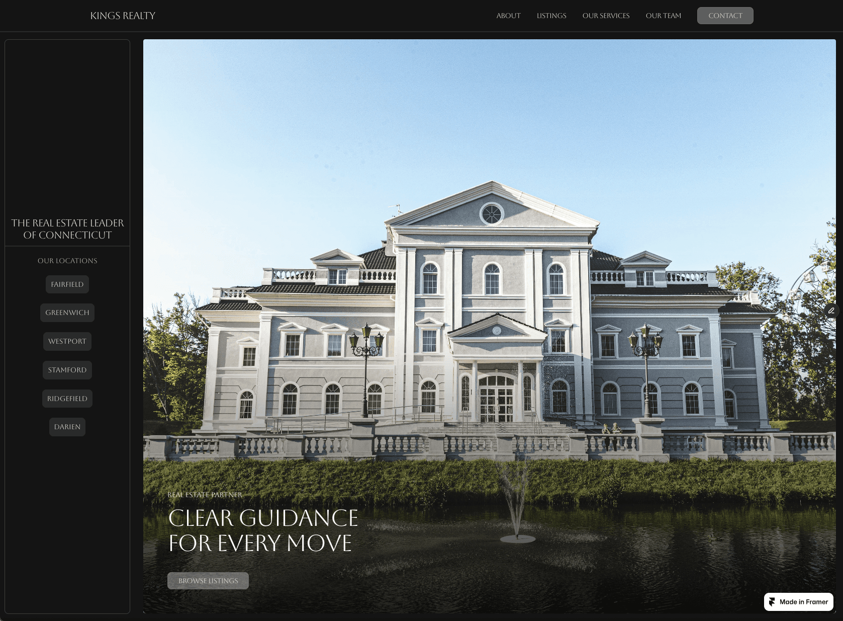 Hero section of website for real estate company template