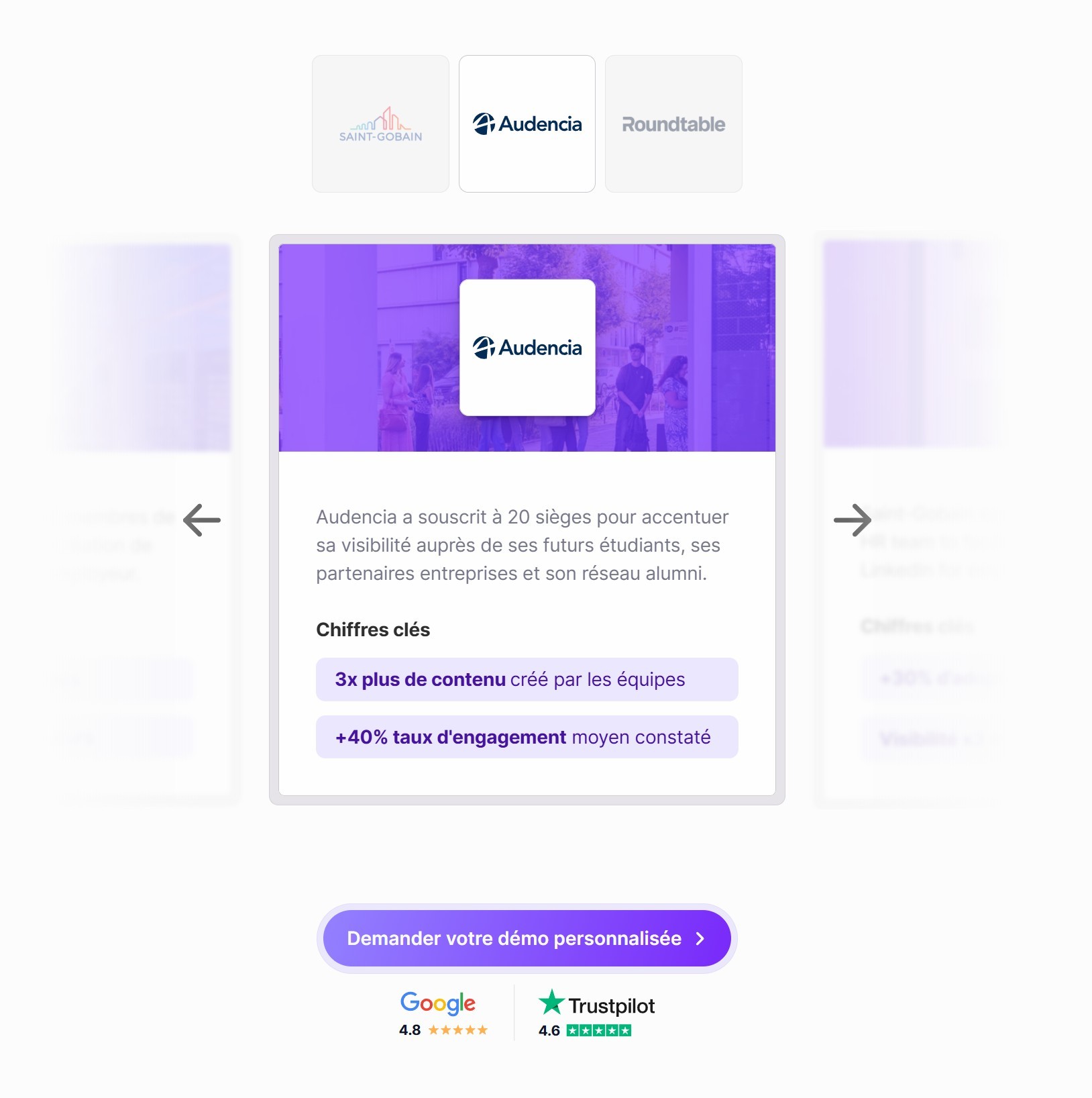 section témoignages landing page magicpost