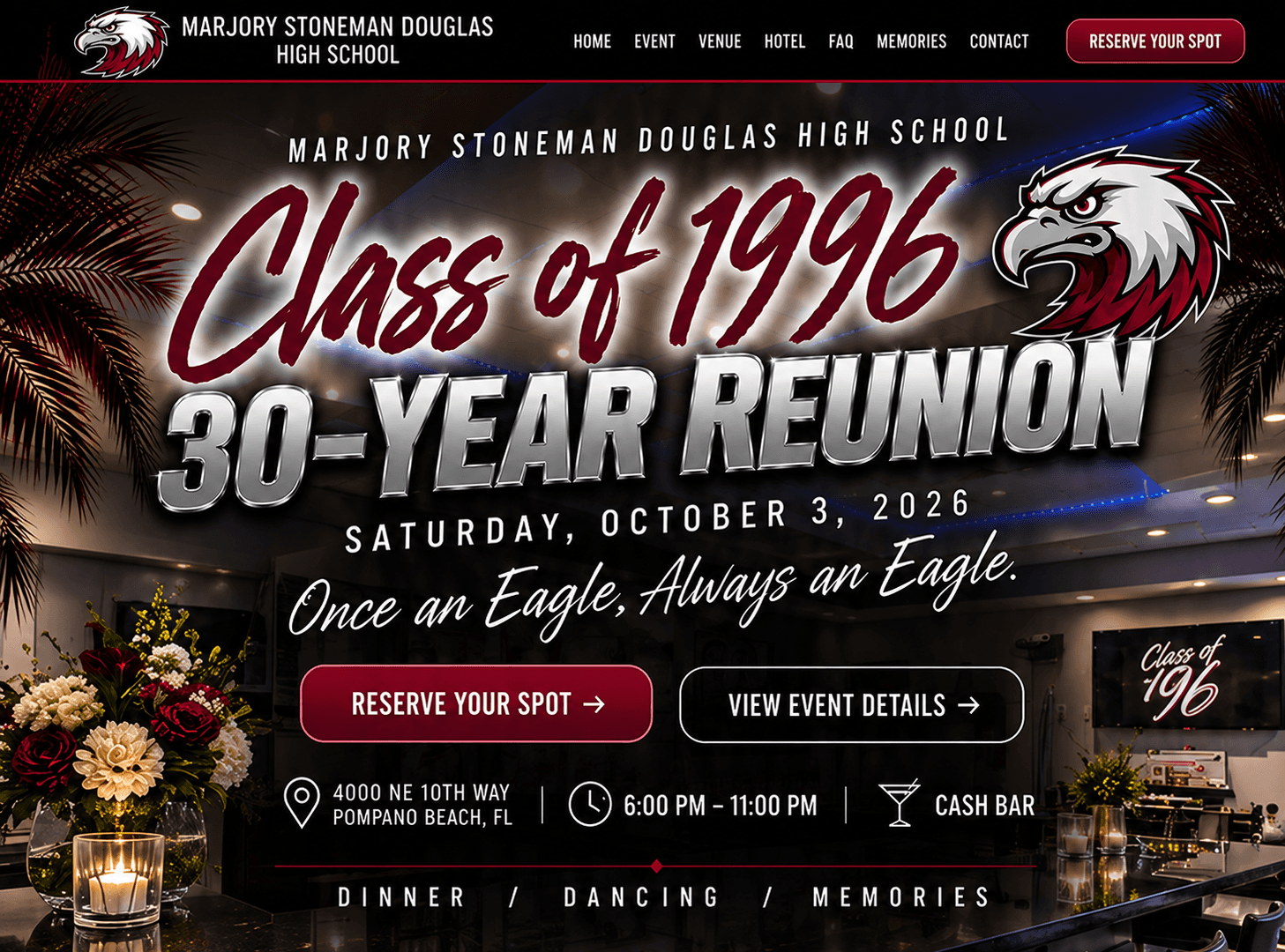 Marjory Stoneman Douglas High School Class of 1996 30-Year Reunion — Saturday, October 3, 2026.