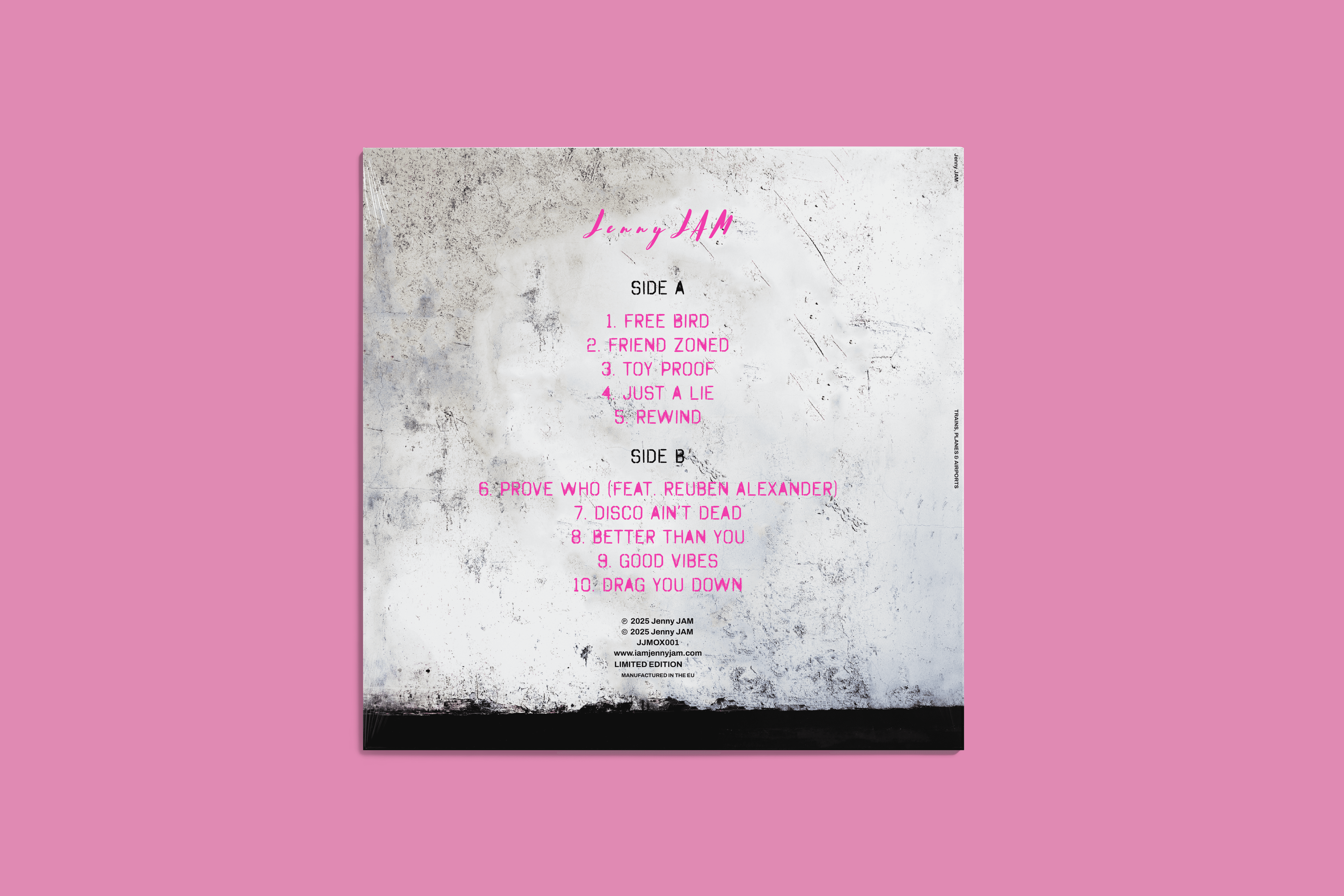 Jenny JAM pink vinyl record detail
