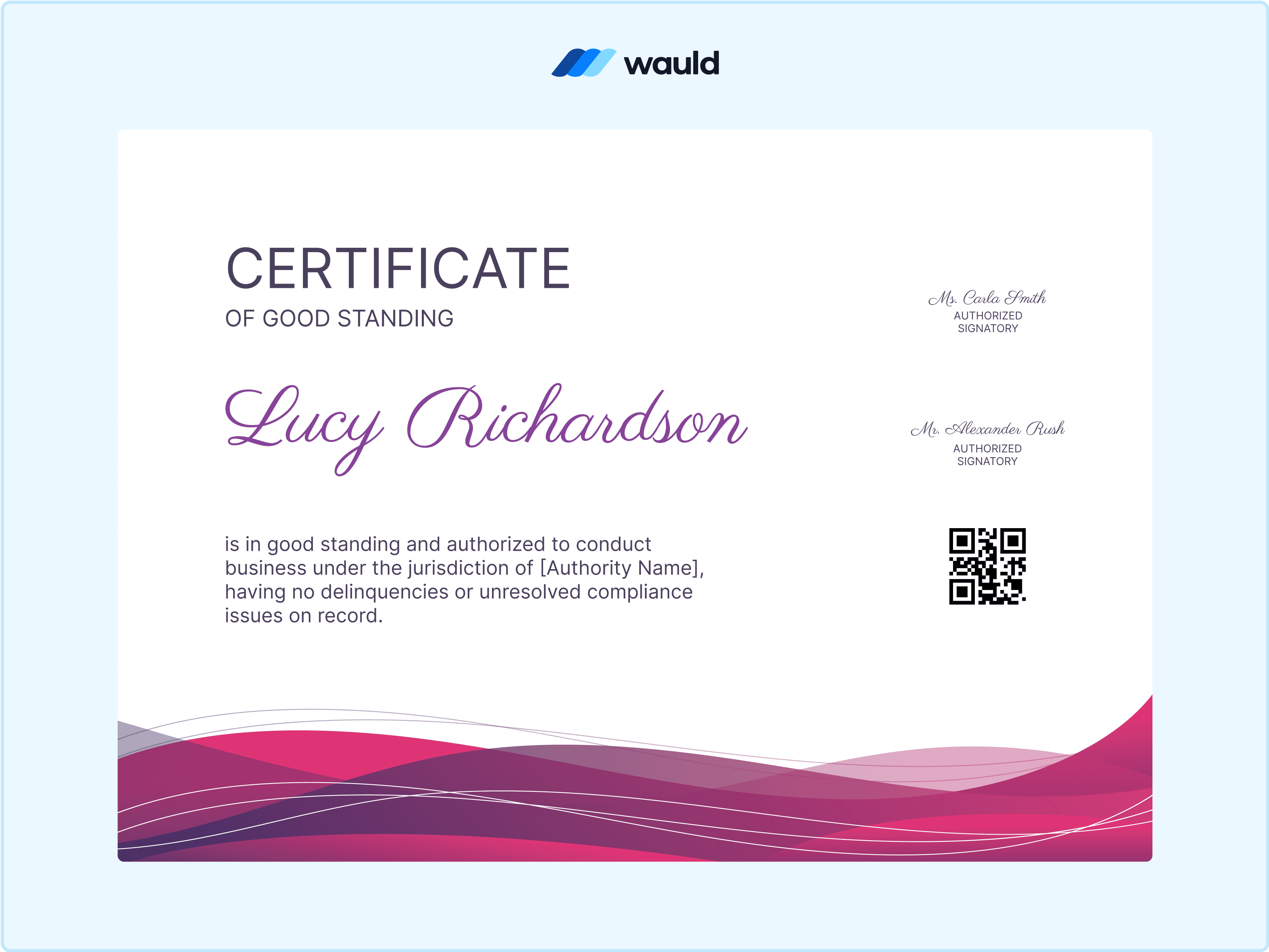 Wauld - Formal and Classy Certificate Template 