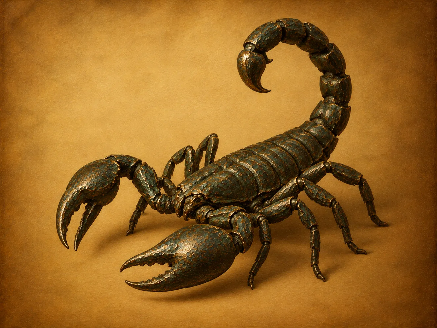 A bronze scorpion sculpture