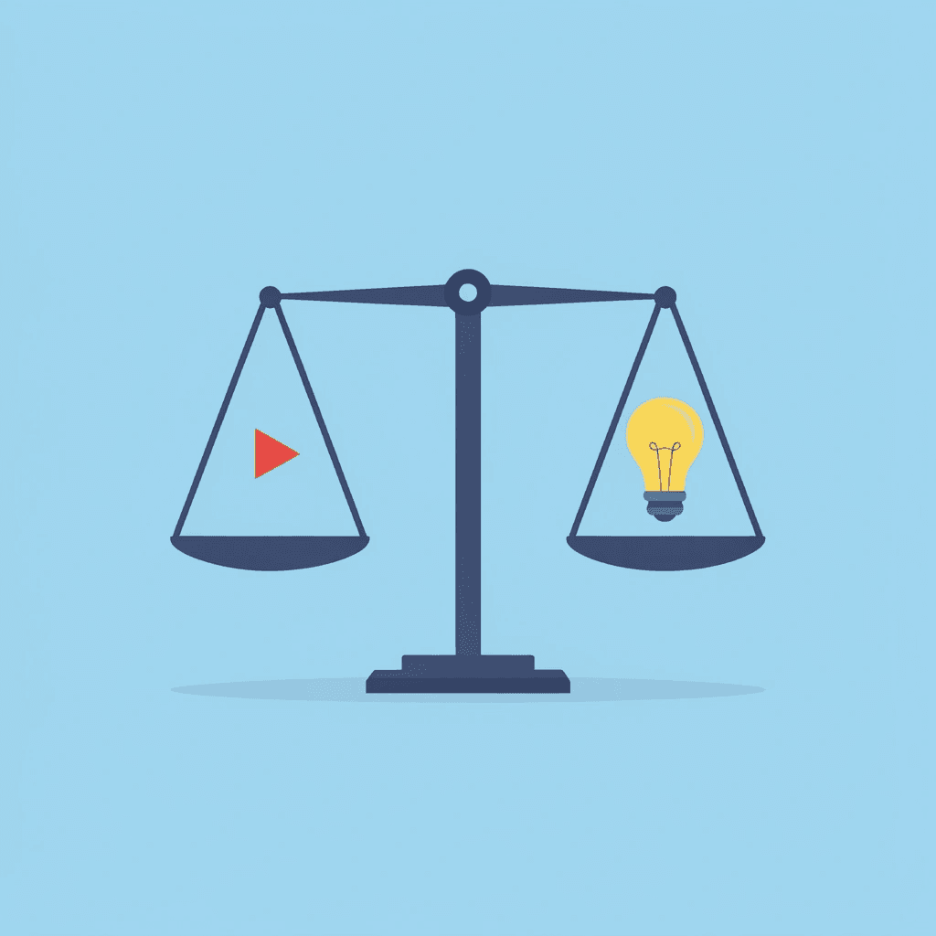  Balance scale comparing play-based learning on one side with rigid academic approaches on the other