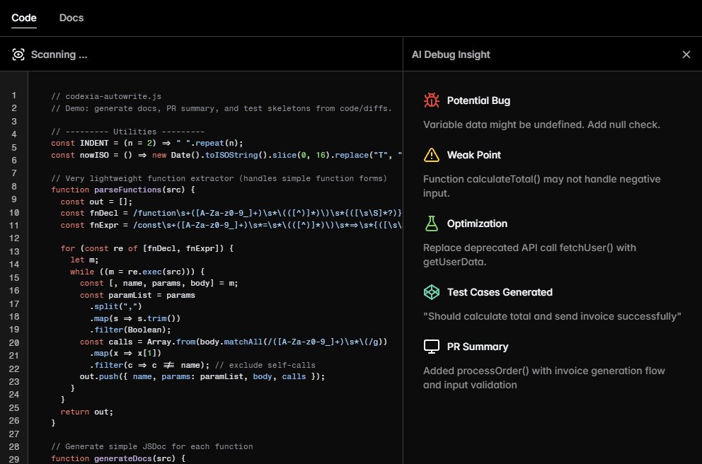 Codexia Dashboard