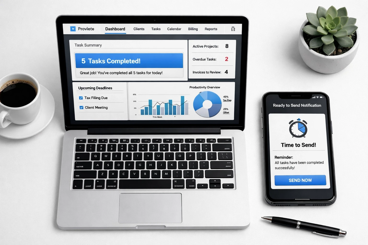 Accounting practice management dashboard showing automated review request triggers after BAS lodgement