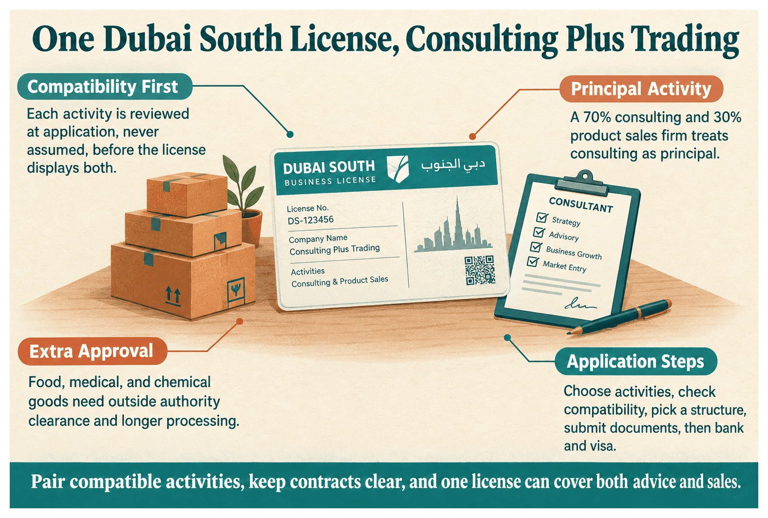 Infographic: Can a Dubai South License Cover Consulting and Trading at the Same Time