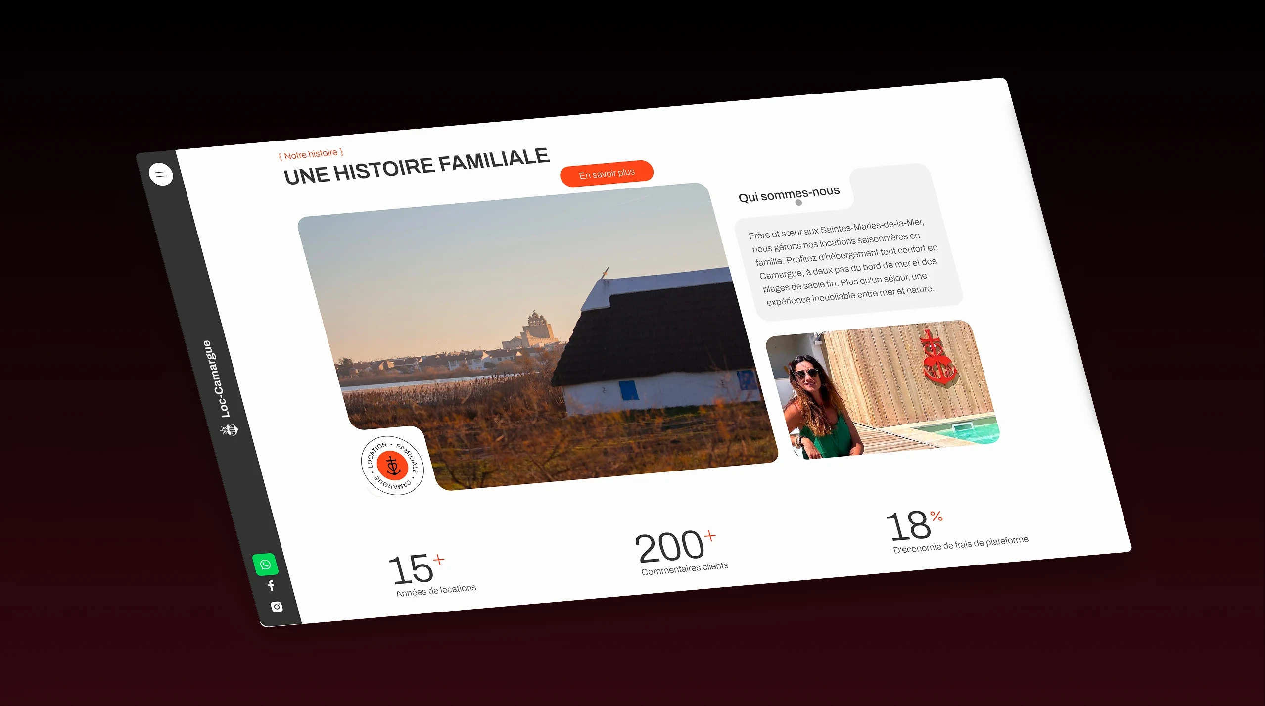 Section de présentation de Loïc et Julie, propriétaires des logements en Camargue