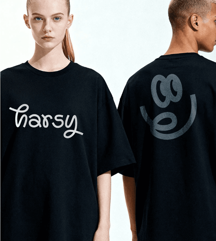 Black t-shirt with HARSY logo print