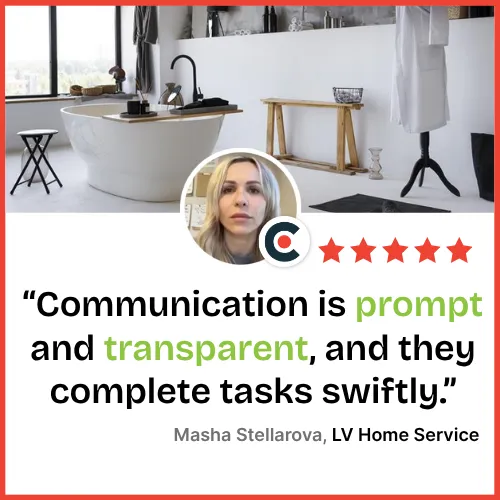 A five-star customer testimonial for LV Home Service
