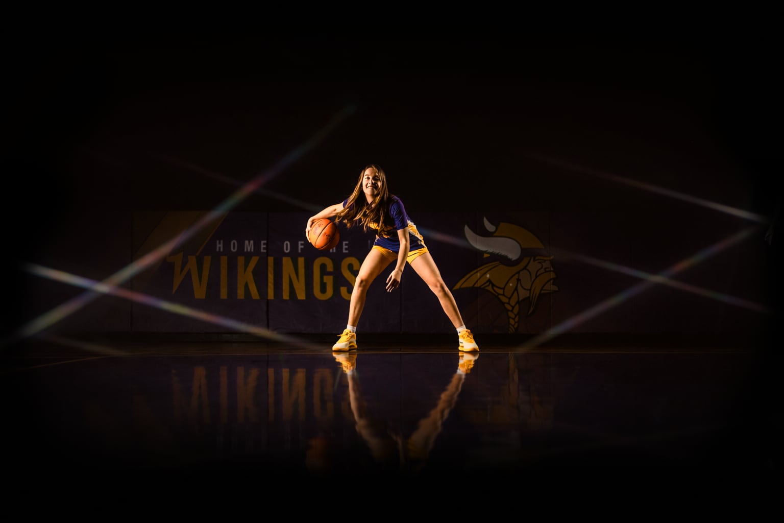 Kara Roberts dribbling a basketball