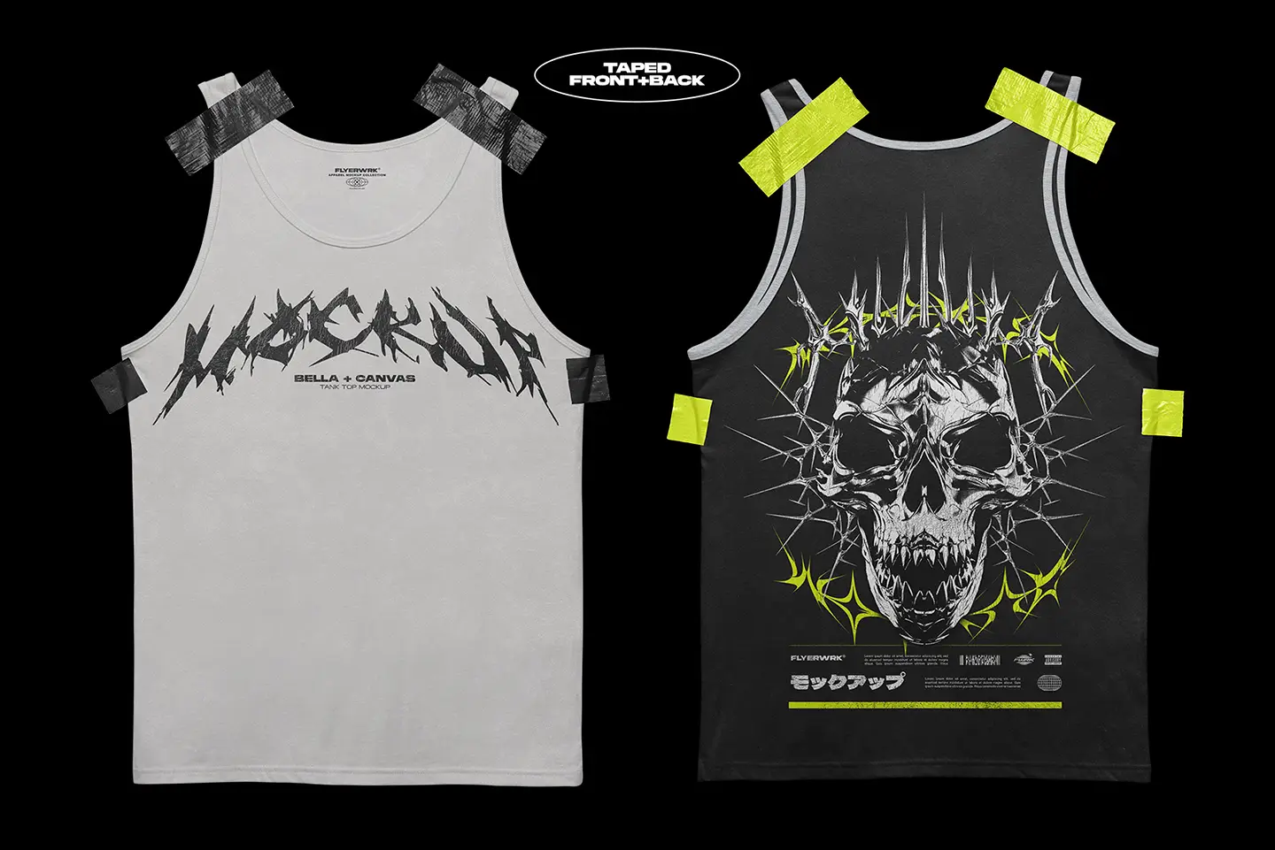 Bella+Canvas 3480 Tanktop Taped mockup showing design presentation example