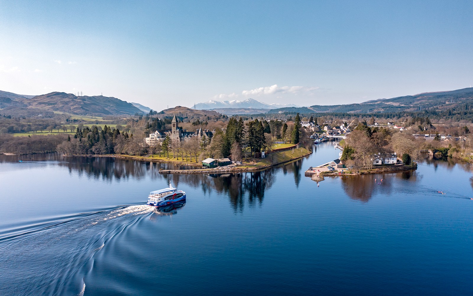 Tour Boat on Loch Ness Returning to Fort Augustus in Scotland