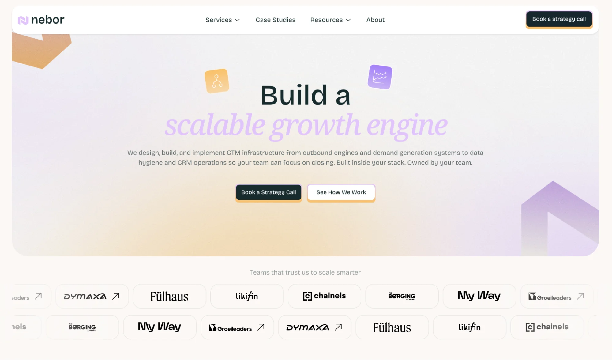 Nebor homepage: GTM infrastructure agency for outbound and lead generation