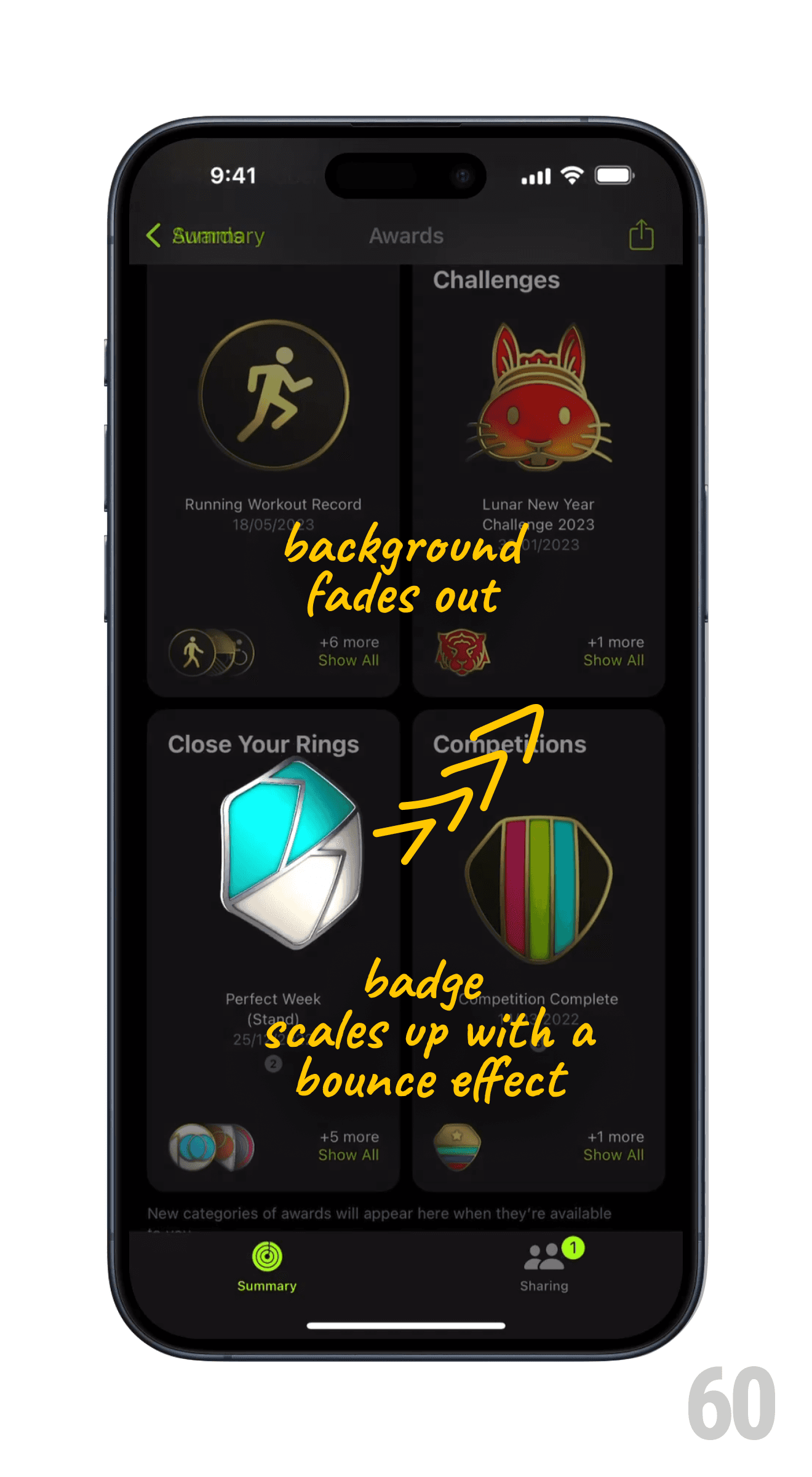 Apple Fitness Metal Badge Showcase