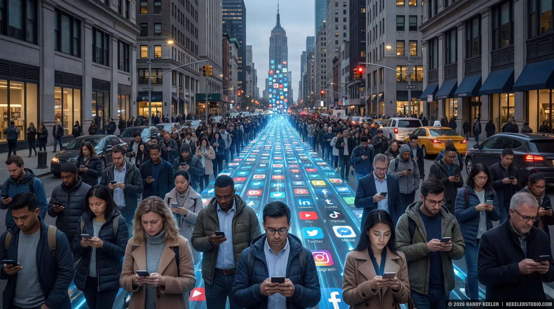 Business people looking at their mobile devices