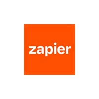Orange square logo with white text "zapier" in the center.