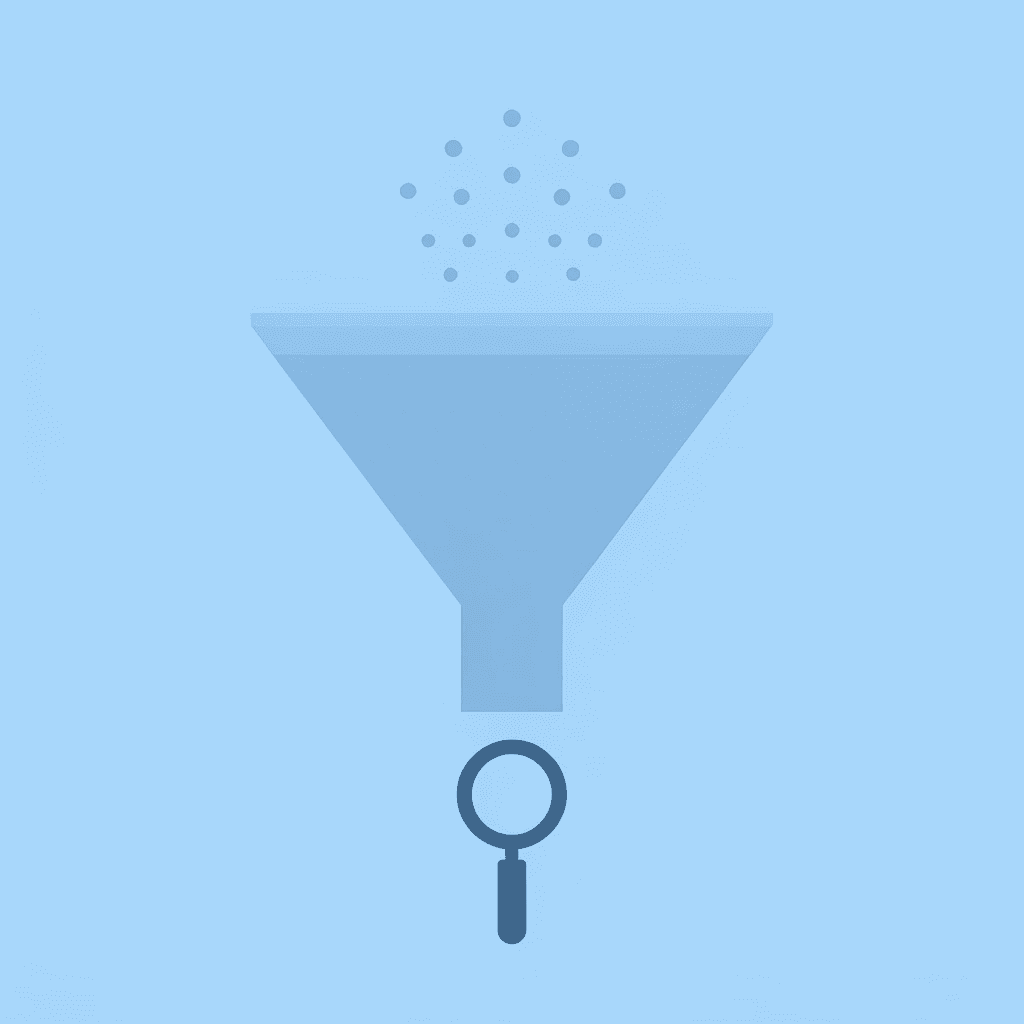 Funnel diagram showing many potential channels filtering down to targeted, high-quality leads