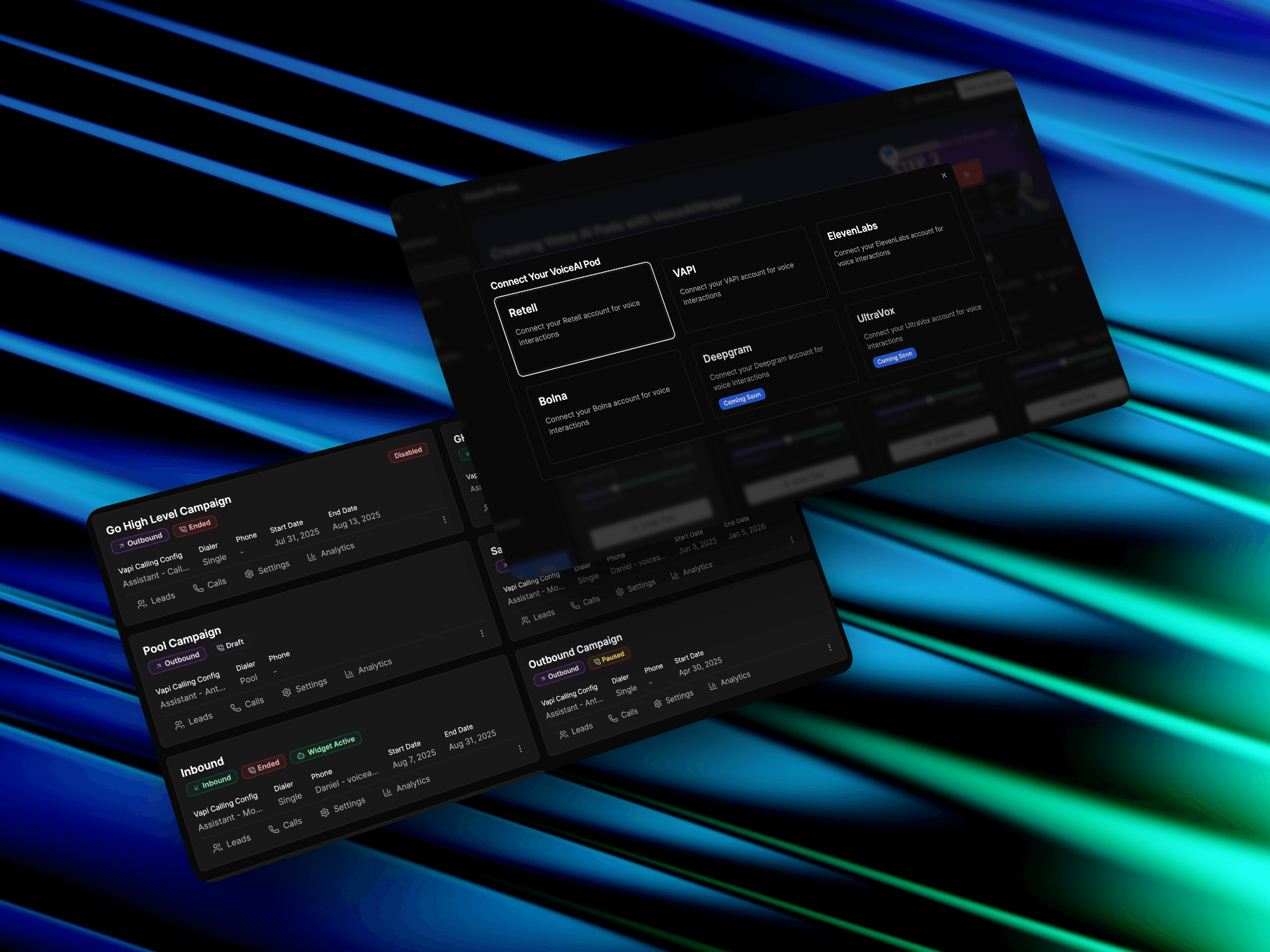 Best white label voice AI platform with multi-provider support VoiceAIWrapper showing campaign management and AI integrations | VoiceAIWrapper