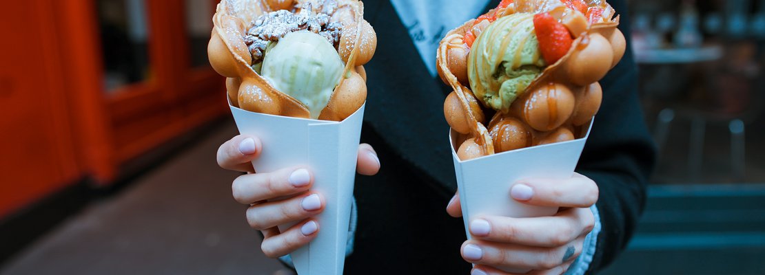 waffle pan cake with ice cream