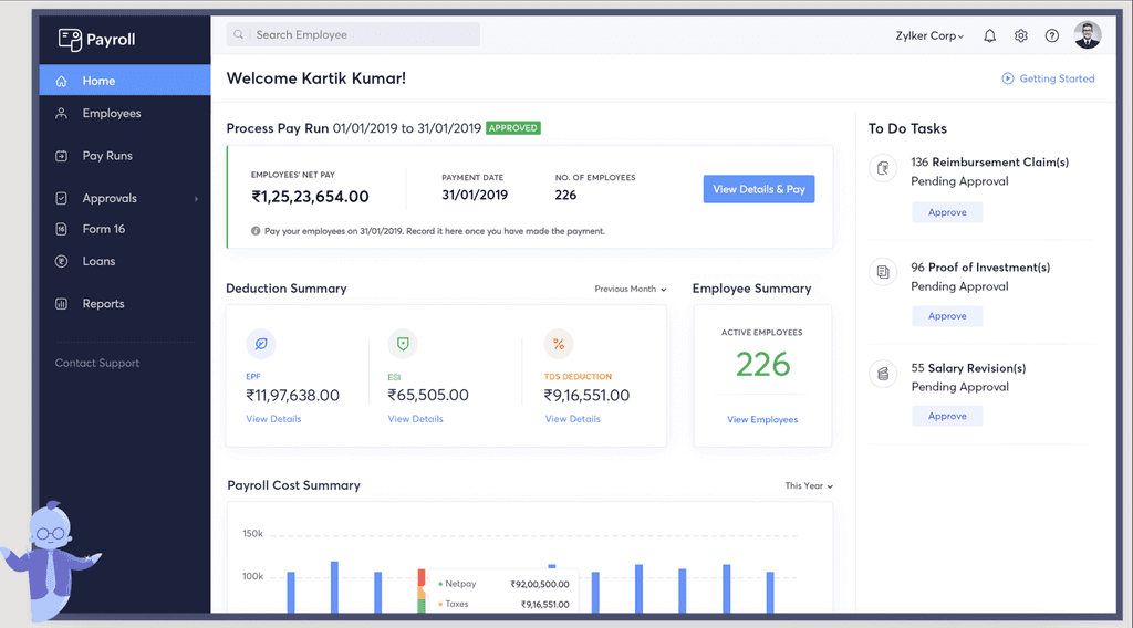 zoho payroll software