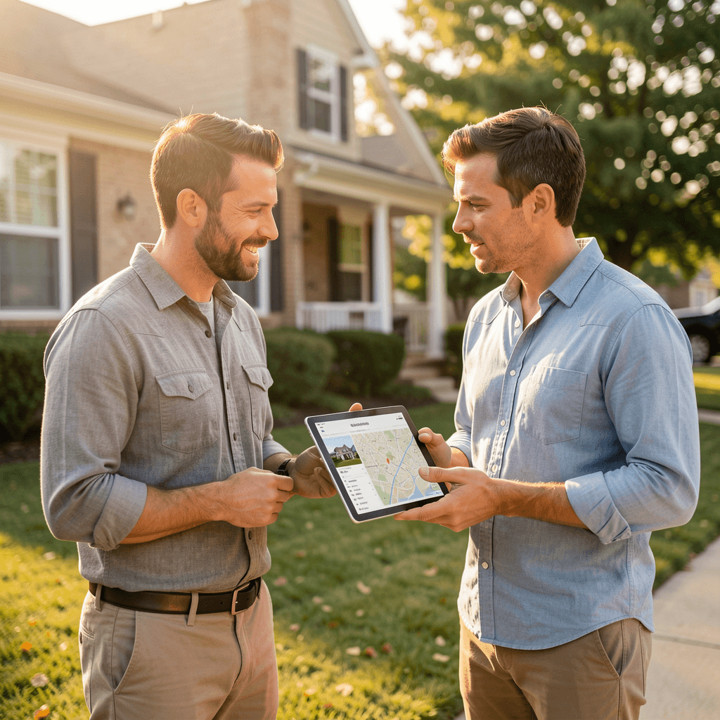 Corretor fechando acordo com comprador.