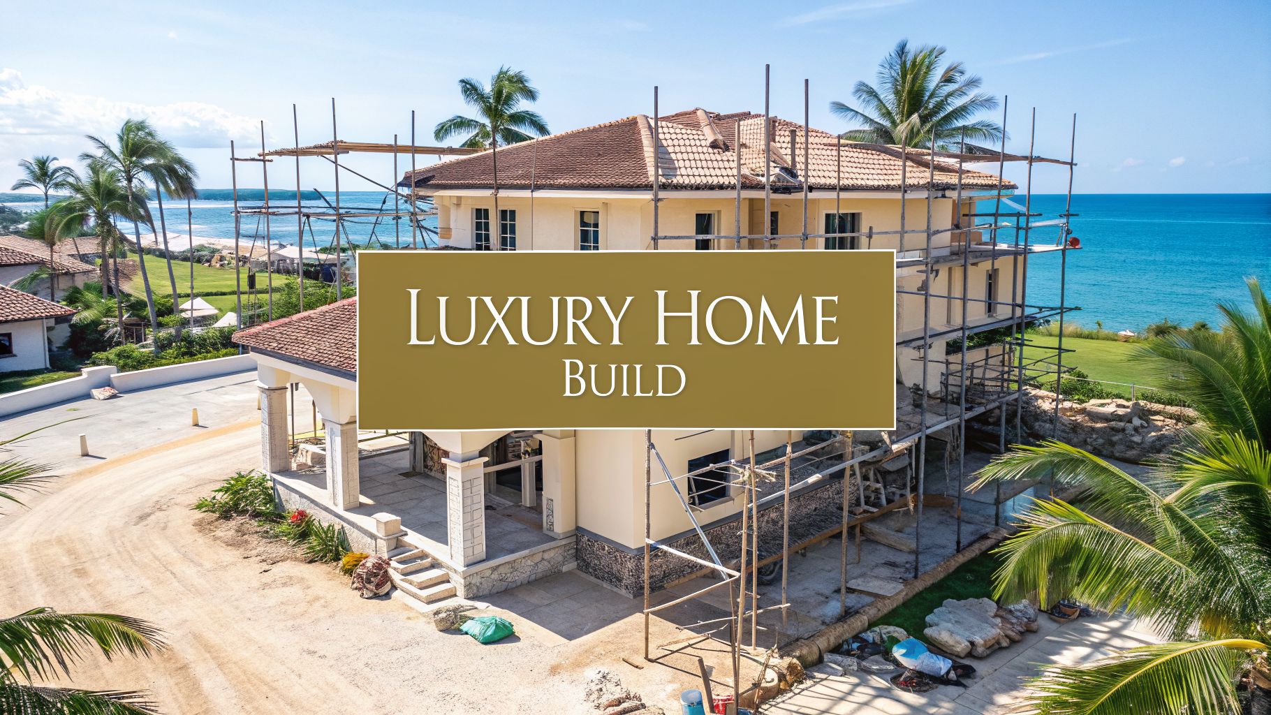 a large beachfront home being built