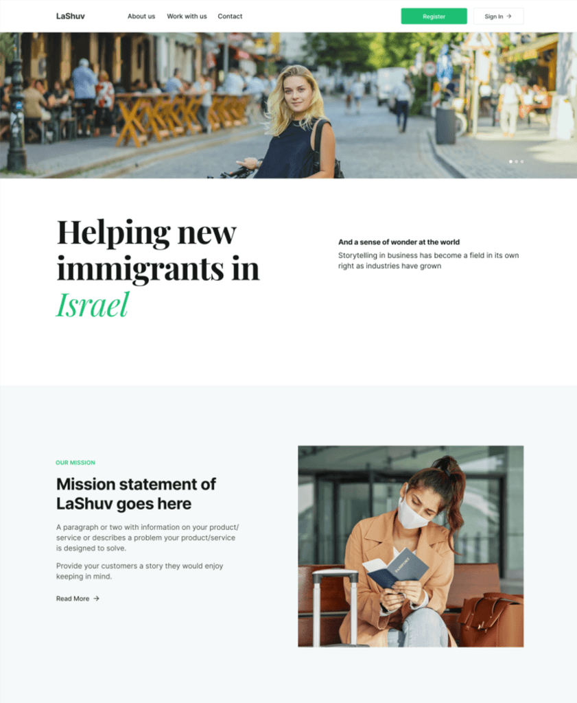 A screenshot from a Framer template called Sharm