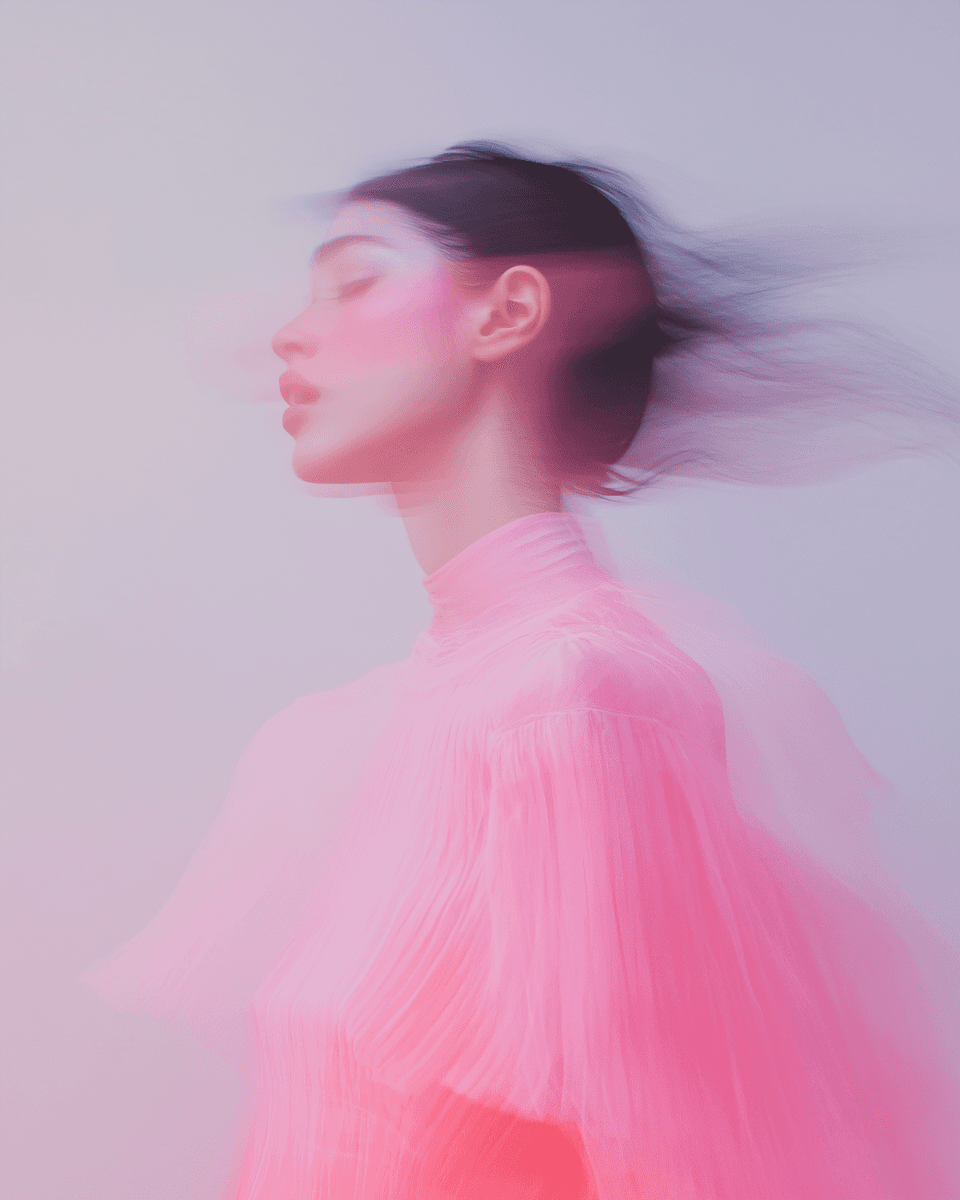 Woman in soft pink light