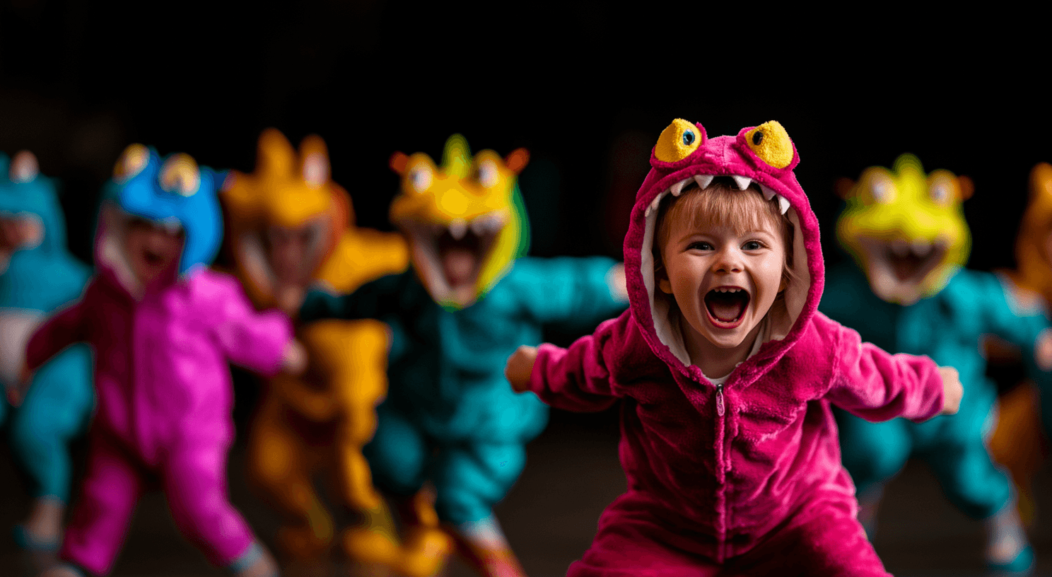 A joyful child striking a playful pose in vibrant denim, symbolizing the dynamic and enriching opportunities in United Nannies’ exceptional network.