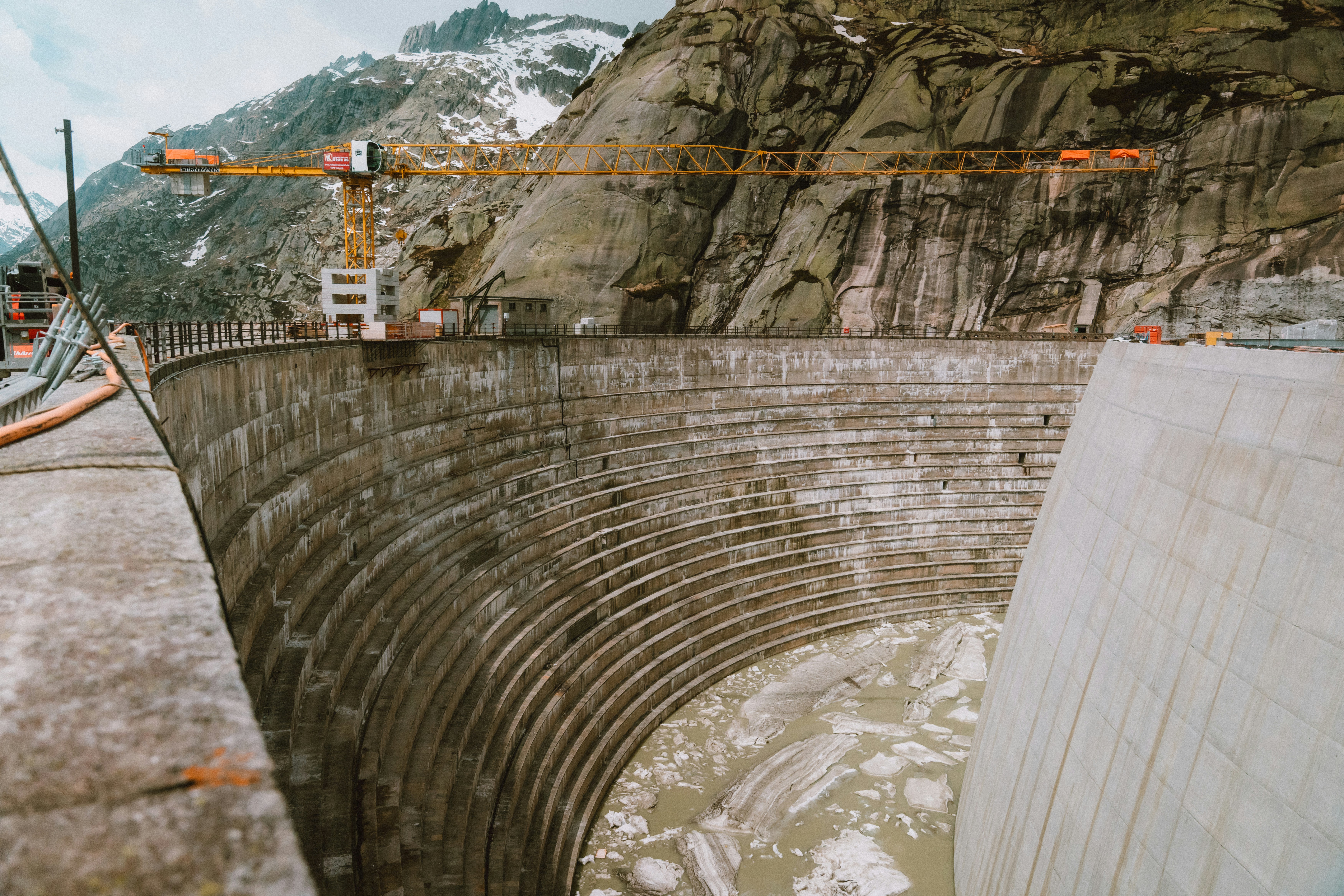 Innovative architectural structure with bold curves and contrasting materials