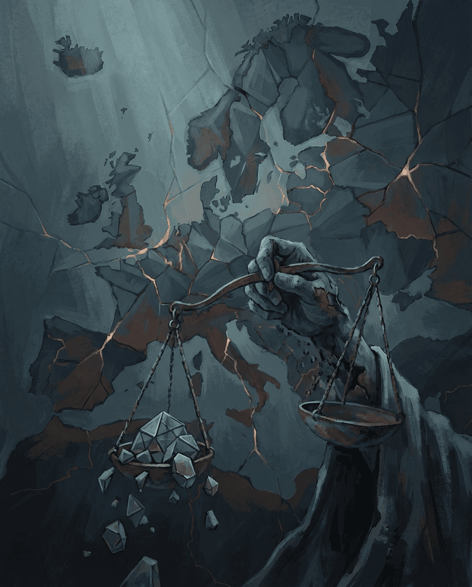 Conceptual illustration symbolizing a crisis of democracy in Europe.