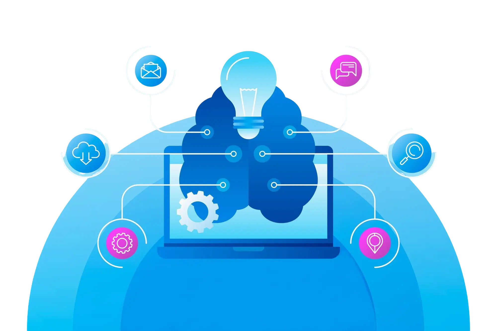 Illustration de modèle de language IA LLM intégrés dans l'entreprise