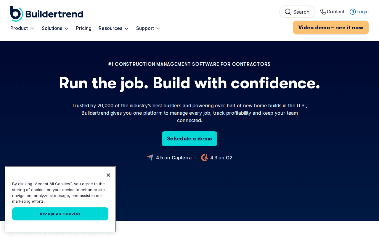 Buildertrend homepage screenshot