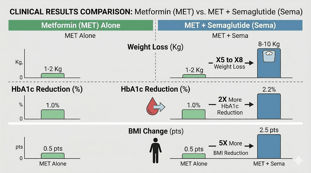Metformin and semaglutide combination therapy clinical trial results