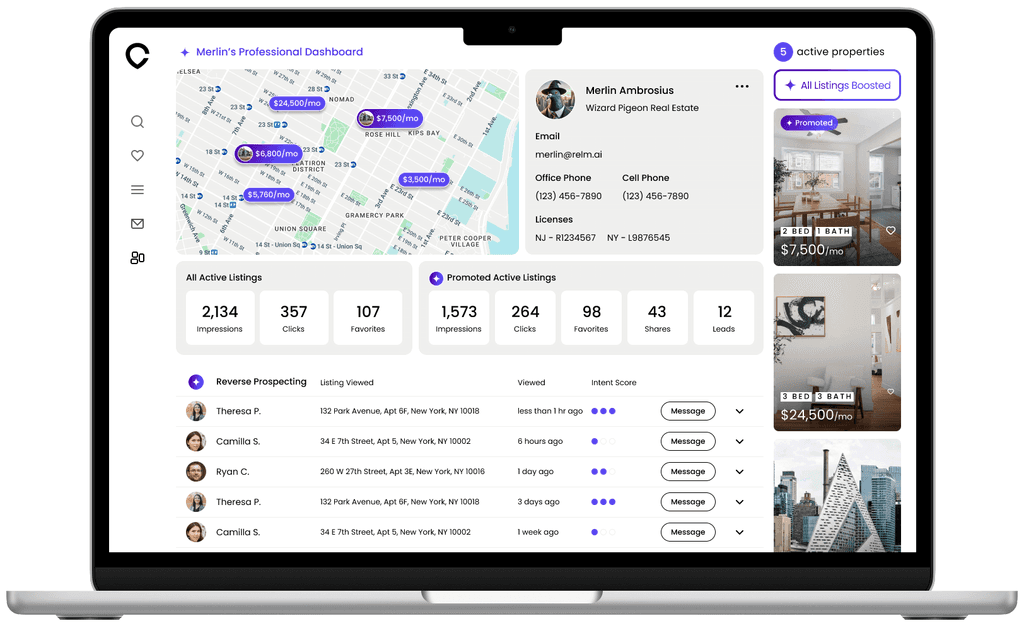 Relm Agent Dashboard Mock up