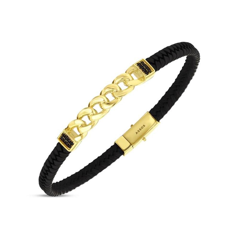 Assos Pırlanta 14 Ayar Altın Modern Tasarım Erkek Bileklik