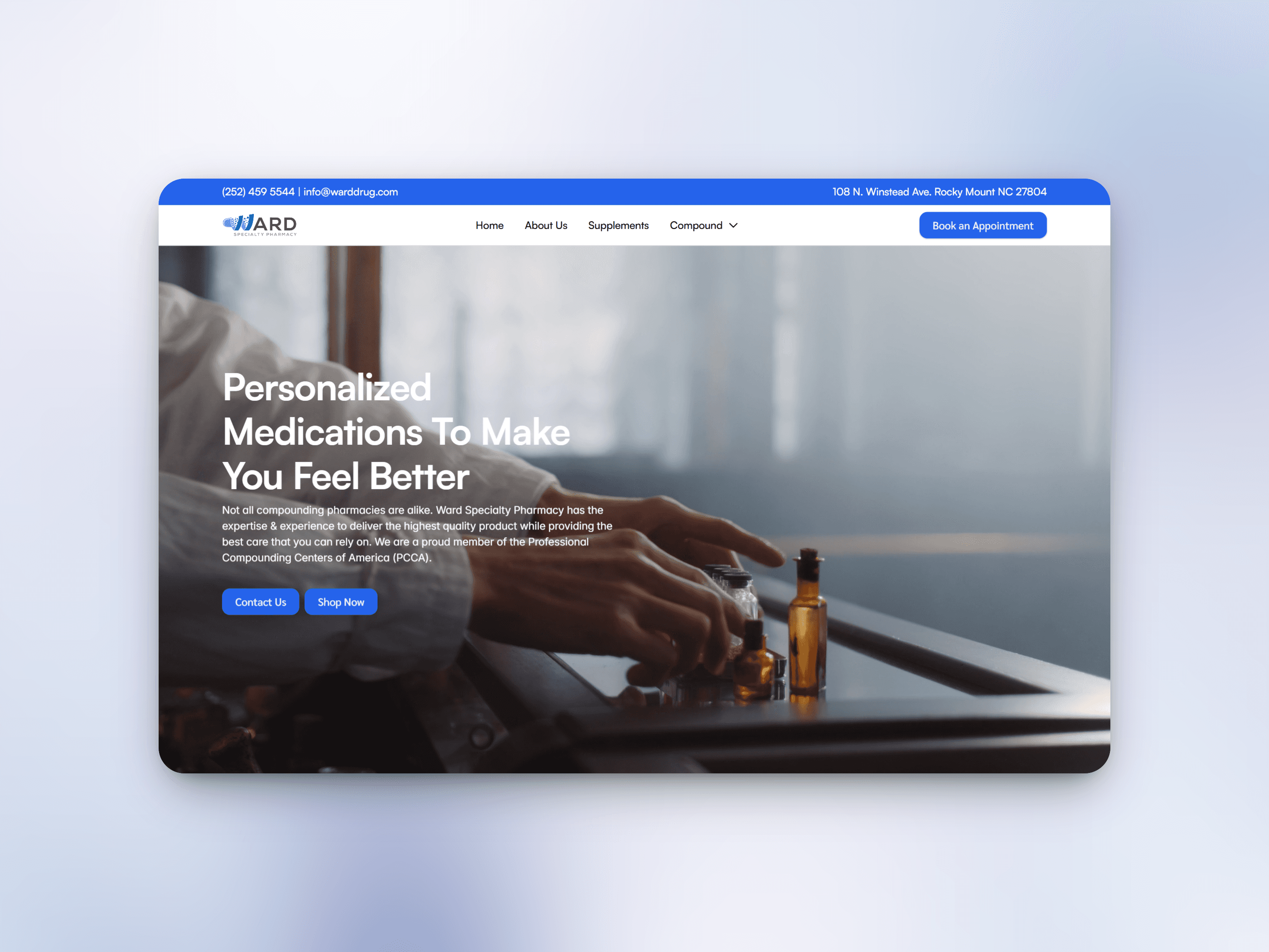 Front picture of Ward Drug website