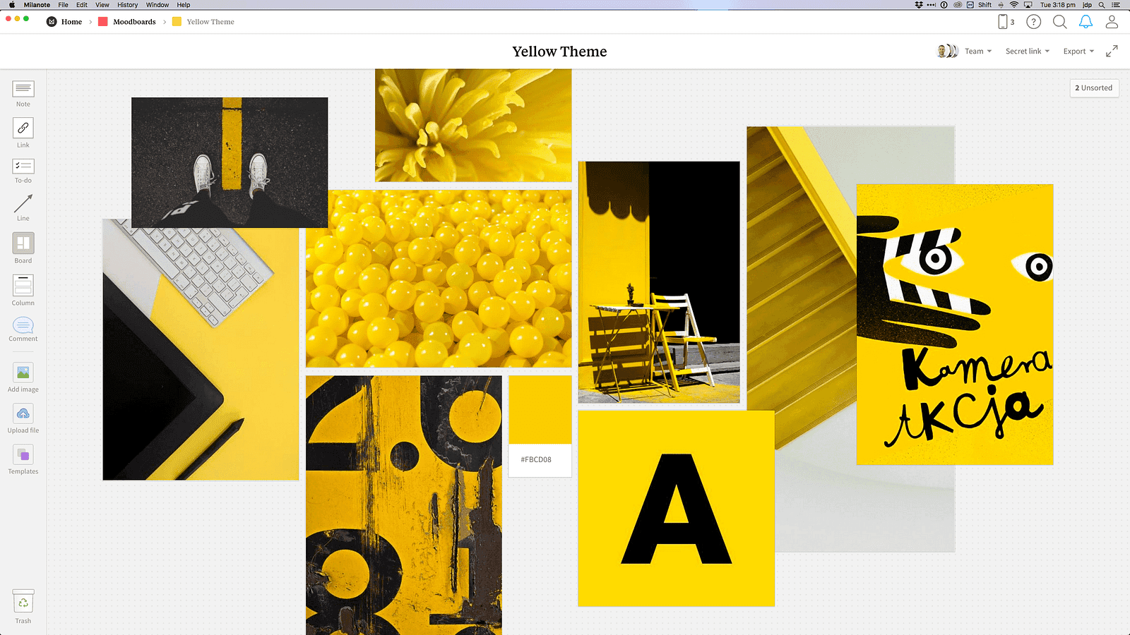 Mood board collage showing typography, patterns, and images for design inspiration
