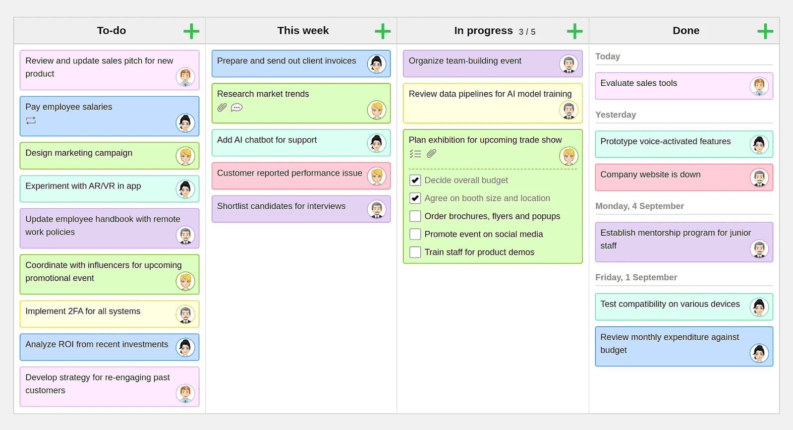 Interface of KanbanFlow