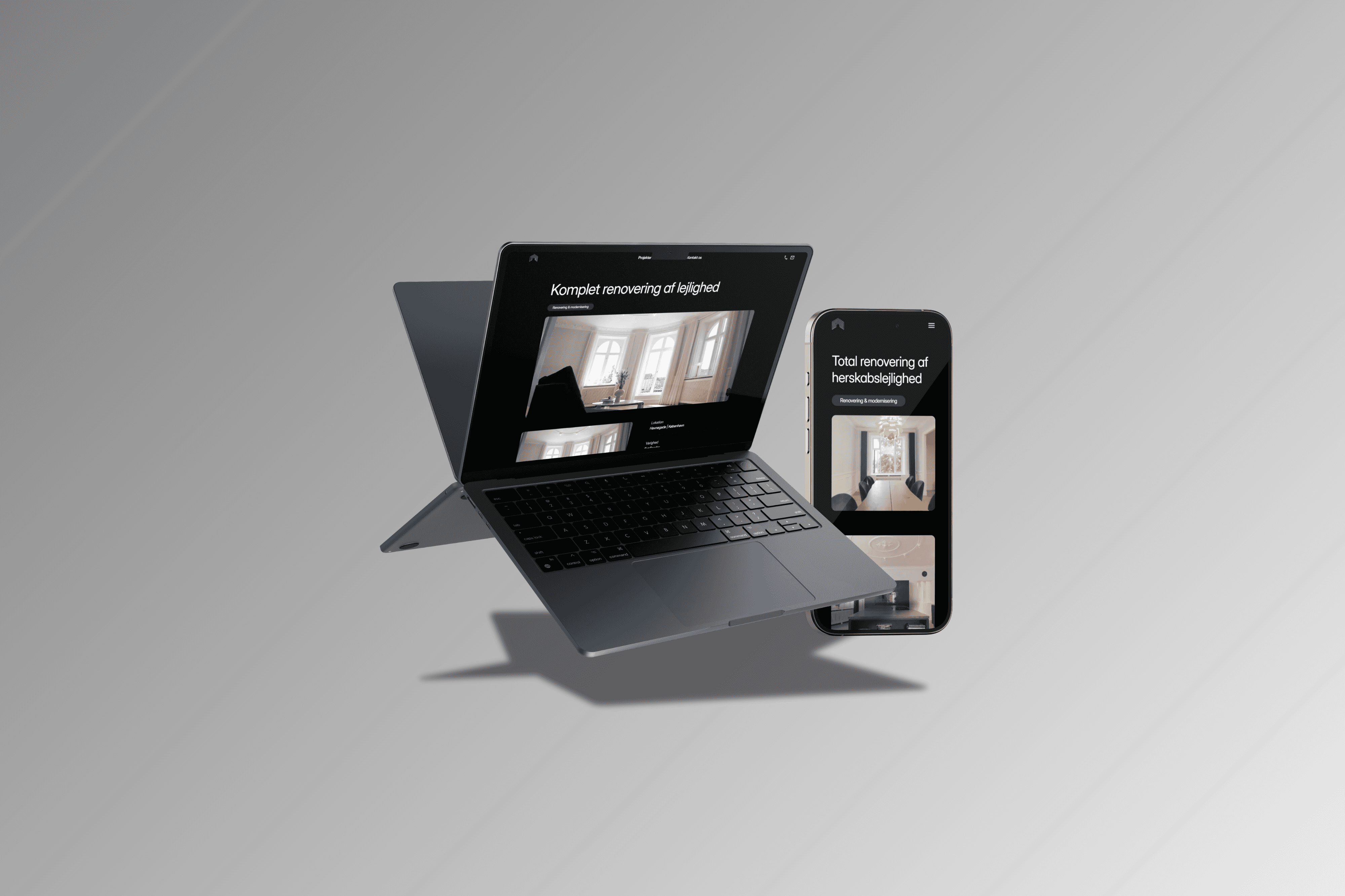 Mac and iPhone Mockup displays website made by Seoma