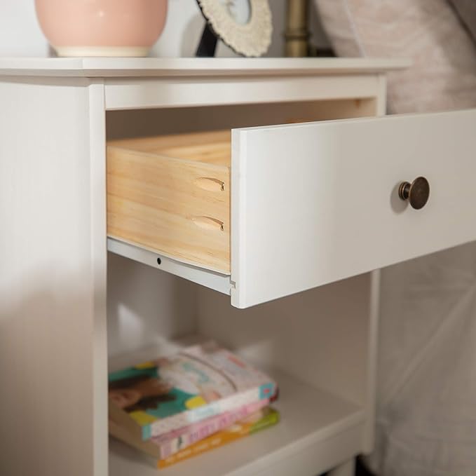 Elegant nightstand with cubby with ample storage space and a timeless design.