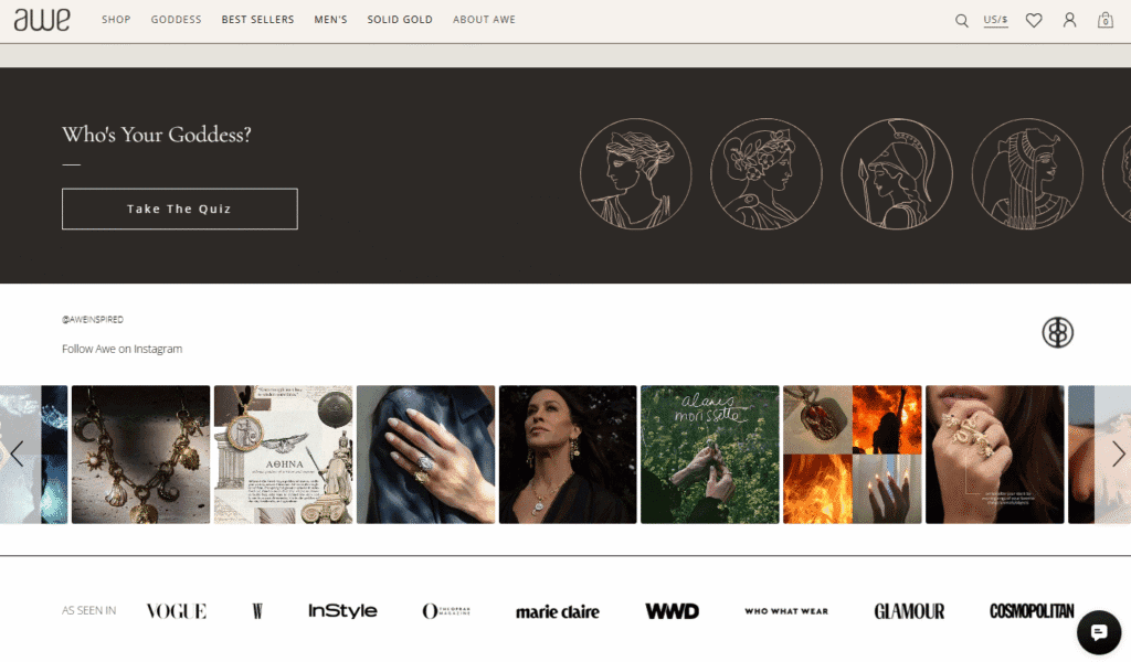 awe inspired jewelry instagram wall