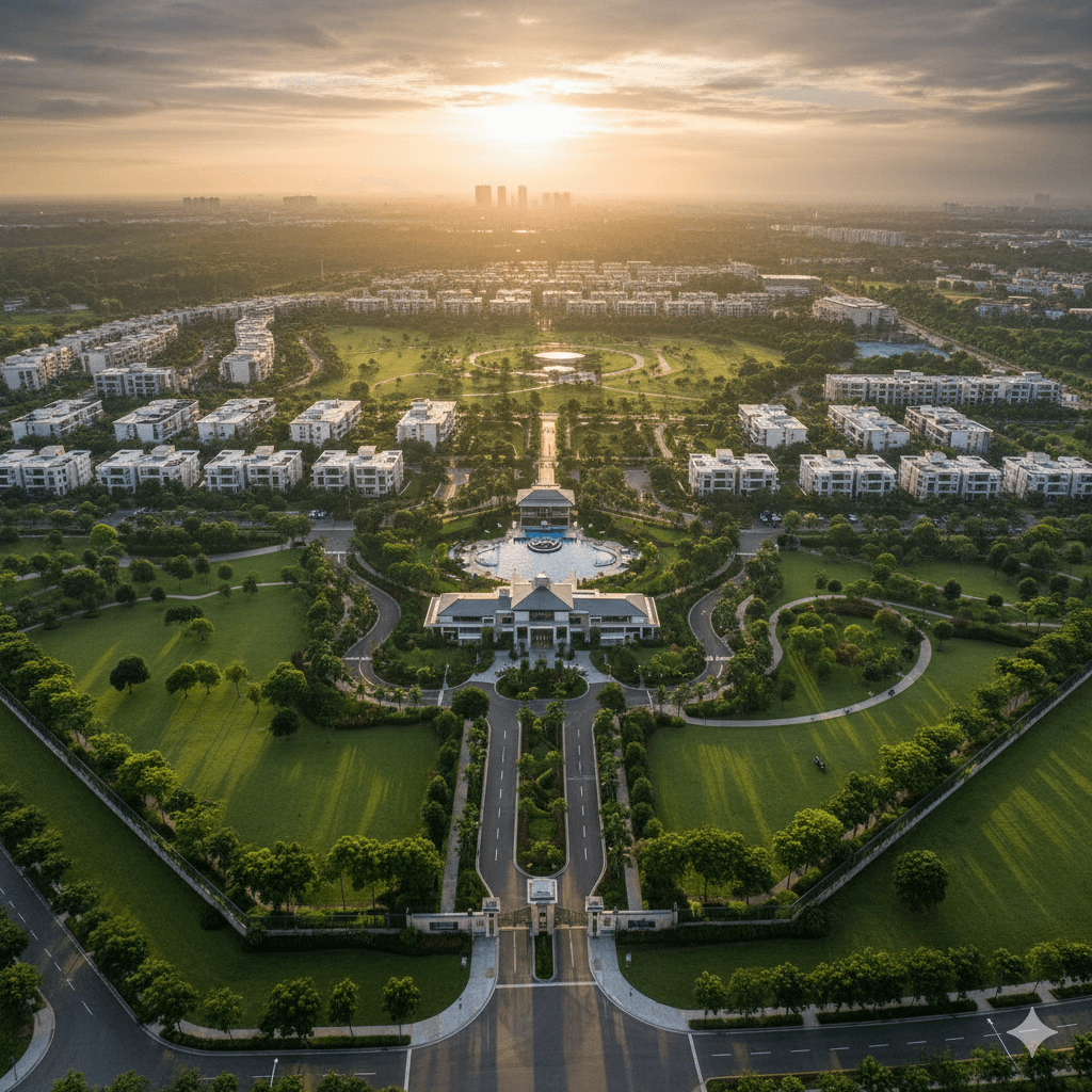 M3M S89 Gurugram 60-acre township park drone view